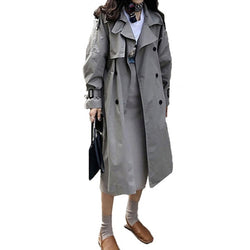 Abrigos Spring Autumn 2018 Korean Fashion Double Breasted Mid-long Trench Coat Mujer Loose large size Windbreak Outwear