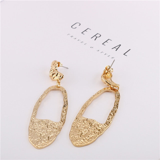 Legenstar 2019 New Fashion Hammered Earring For Womens Gold Color Meatal Jewelry Alloy Geometric Hoop Statement Earrings