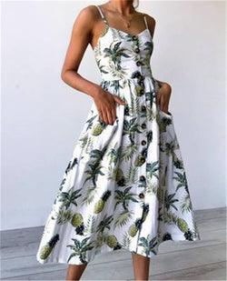 Slip Summer Dress Women 2019 Strap Floral Print Dot Long Beach Vestidos Female Sundress Sexy Casual Loose Elegant Ladies Dresses