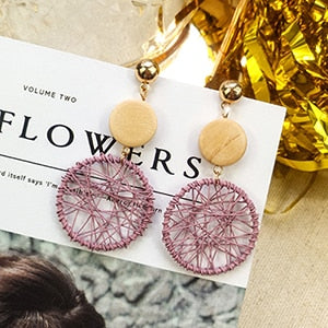 2019 Fashion Luxury Simple Big Round Earrings Women Fashion Korean Style Hollow Mesh Drop Earrings Statement Jewelry 1E283