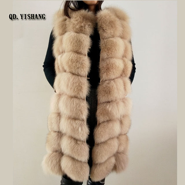 New natural fox fur ladies fur vest, long round neck fashion warm vest Factory direct  customizable 2019