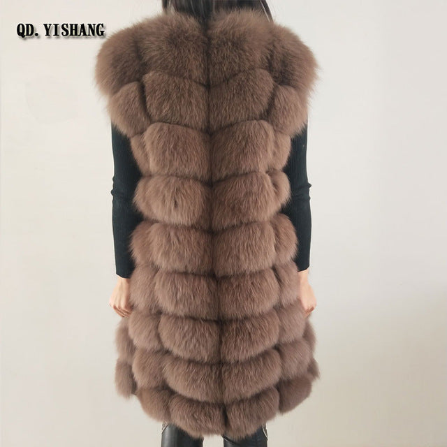 New natural fox fur ladies fur vest, long round neck fashion warm vest Factory direct  customizable 2019