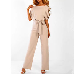 Elegant Office Lady Casual Womens Romper Short Sleeve Lace Women Overalls Long Pants 2019 Summer Female Frenulum Jumpsuits