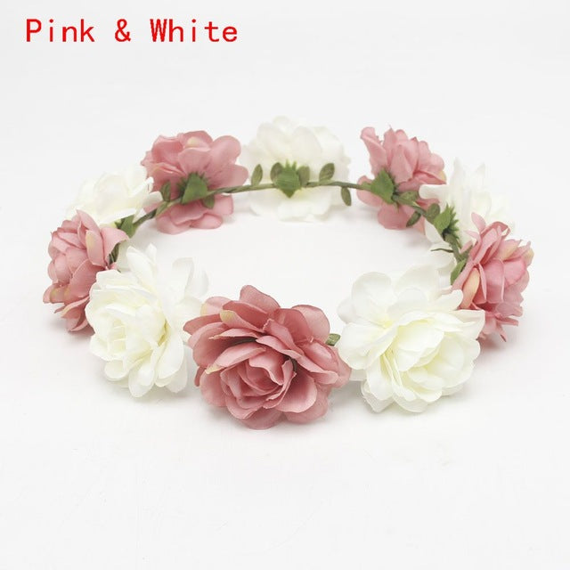 Okdeals New Fashion Women Children girls Wedding Flower Bride Wreath Floral Garlands Bride Headband Hair band Hair Accessories