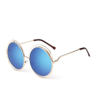 2019 Vintage Round Big Size Oversized lens Mirror Sunglasses Women Brand Designer Metal Frame Lady Sun Glasses Lady Cool Retro