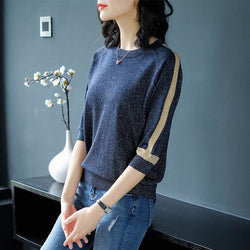 YISU thin Sweater Women Short sleeve Pullover Women fashion Bright silk Sweaters Women 2019 Spring Knitted sweaters Tops Femme