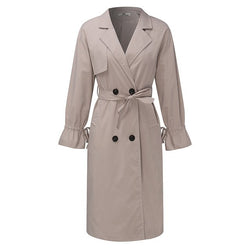 2018 Women Classic Double Breasted Windproof Trench Coat  Tiered Casual Female Long Trench Autumn Winter Business Outerwear