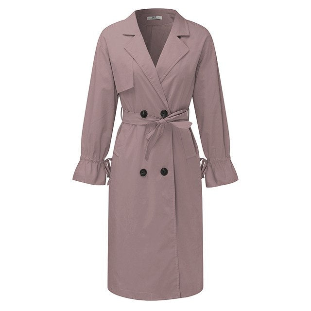 2018 Women Classic Double Breasted Windproof Trench Coat  Tiered Casual Female Long Trench Autumn Winter Business Outerwear