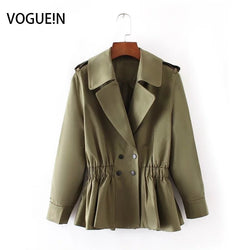 VOGUEIN New Womens Casual  Short Trench Coat Outwear 2 Colors Khaki Army Green Wholesale