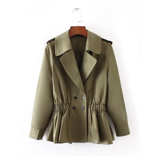 VOGUEIN New Womens Casual  Short Trench Coat Outwear 2 Colors Khaki Army Green Wholesale