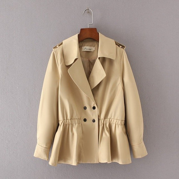 VOGUEIN New Womens Casual  Short Trench Coat Outwear 2 Colors Khaki Army Green Wholesale