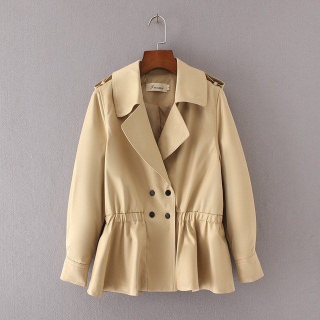 VOGUEIN New Womens Casual  Short Trench Coat Outwear 2 Colors Khaki Army Green Wholesale