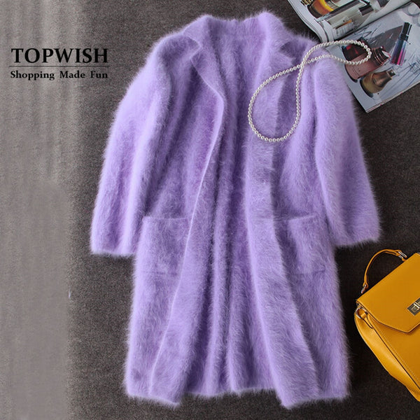 Luxury Long Mink Cashmere Coat Women Fashion Real Mink Cashmere Long Jacket Wholesale Retail Custom big size and color TFP830