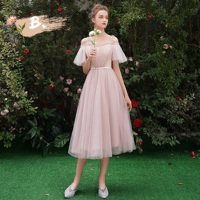 It's YiiYa Bridesmaid Dress Pink Spaghetti Strap Pleat Long bridesmaid dresses Elegant Boat Neck Lace Up Party Gown E125