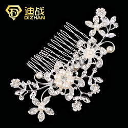 Beautiful Shine Marrier Imitation Pearl Rhinestone Daisy Flower Bridal Hair Comb Clip Bride hair accessories for women wedding