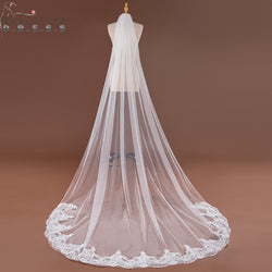 Voile mariage 3M Lace Edge White Ivory Long Wedding Veils 2019 Soft Tulle Wedding Accessories Bridal Veils velo de novia