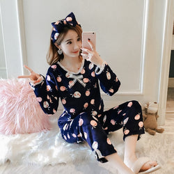 JULY'S SONG Flannel Women Pajama Sets Autumn Winter Pajamas Cartoon Thick Warm Women Sleepwear Cute Animal Female Homewear