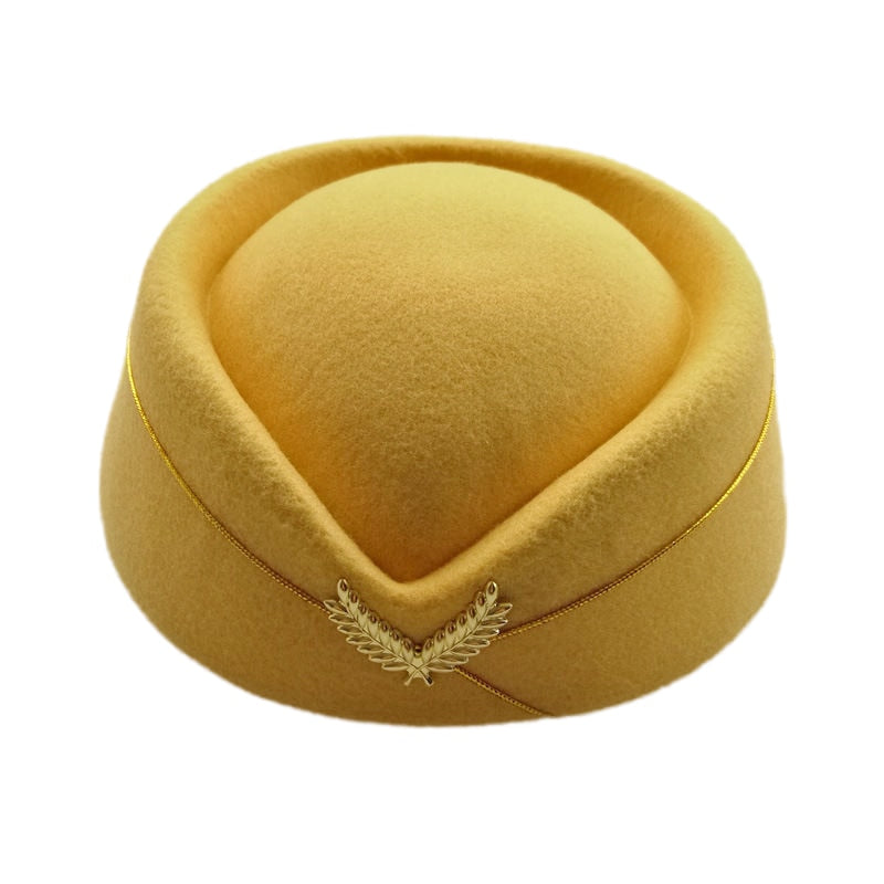 2019 Hot Sale Wool Felt Pillbox Air Hostesses Beret Hat Base Cap Airline Stewardess Sexy Formal Uniform Hat Caps Accessory2C0313