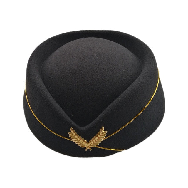 2019 Hot Sale Wool Felt Pillbox Air Hostesses Beret Hat Base Cap Airline Stewardess Sexy Formal Uniform Hat Caps Accessory2C0313