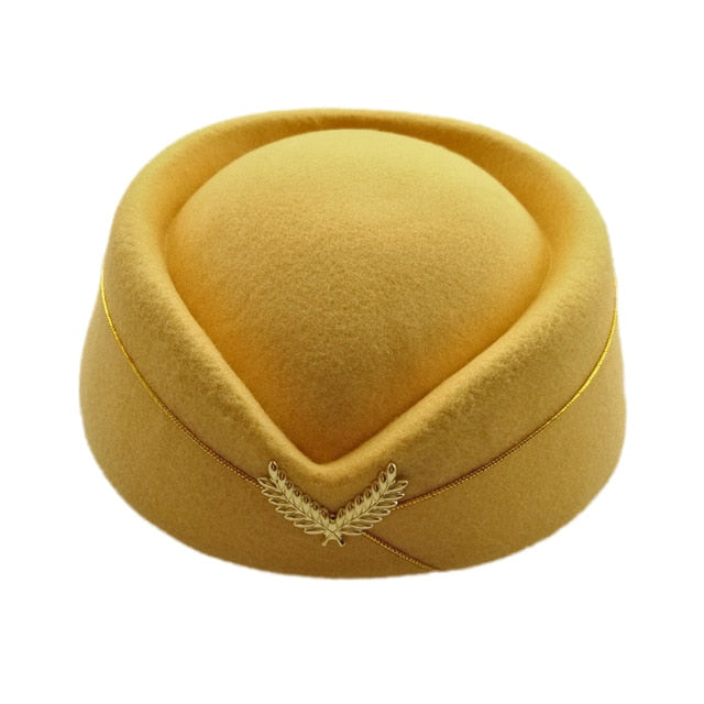 2019 Hot Sale Wool Felt Pillbox Air Hostesses Beret Hat Base Cap Airline Stewardess Sexy Formal Uniform Hat Caps Accessory2C0313