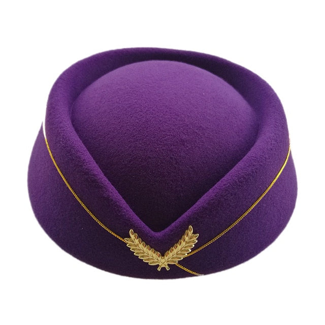 2019 Hot Sale Wool Felt Pillbox Air Hostesses Beret Hat Base Cap Airline Stewardess Sexy Formal Uniform Hat Caps Accessory2C0313