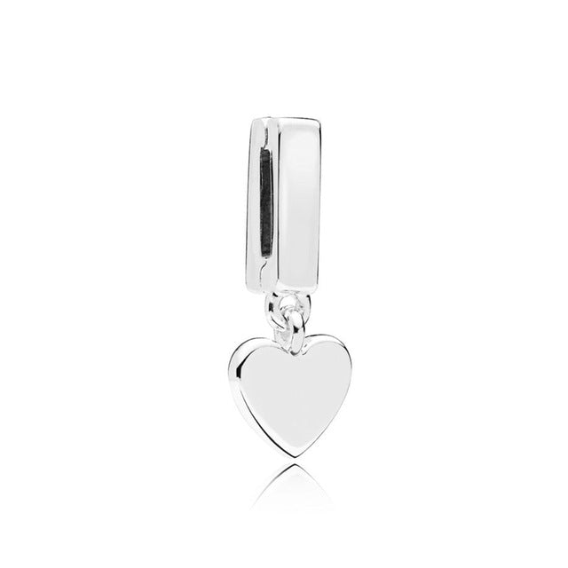 EDELL 100% 925 sterling silver SHINE REFLEXIONS DAZZLING ELEGANCE CLIP Rose  Clip Floating Heart Clip Charm Safety Chain