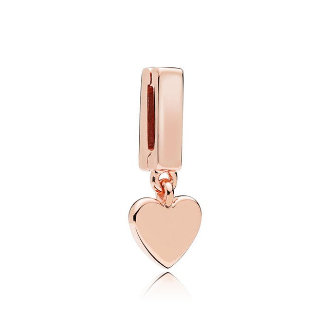 EDELL 100% 925 sterling silver SHINE REFLEXIONS DAZZLING ELEGANCE CLIP Rose  Clip Floating Heart Clip Charm Safety Chain