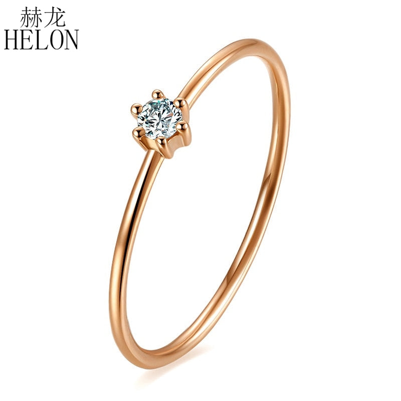 HELON Solid 10k Rose Gold SI/H Round cut 100% Diamonds Engagement Ring Trendy Fine Jewely Elegant Unirque Wedding Ring for Women