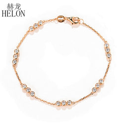 HELON Solid 18K (AU750) Rose Gold SI/H 0.6ct Natural Diamonds Bracelet For Women Engagement Chain Bracelet Trendy Fine Jewelry