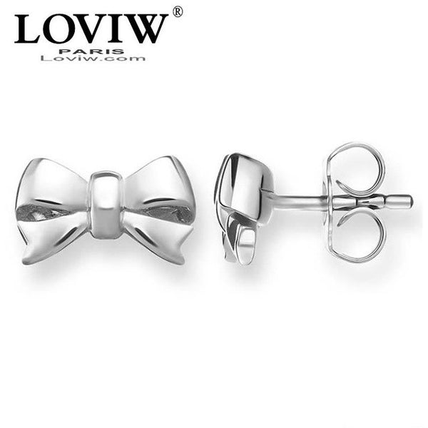 Bow Knot Rose Gold Color Stud Earrings New Bowknot Fashion hot ear stud silver Jewelry Trendy thomas sabor style Gift For Women