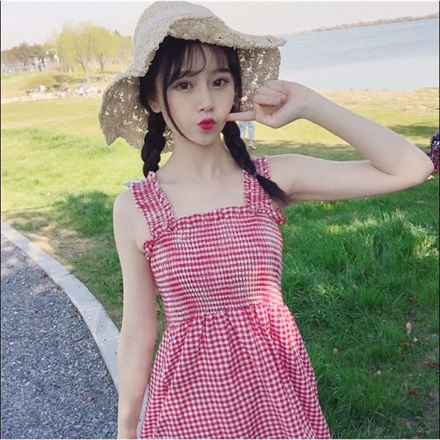 Casual Summer Plaid Dress Women Summer Female Cute Elegant Dresses 2019 Sleeveless Sexy Kawaii Girl Dress Vestidos Beach Dress